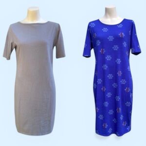 LULAROE X2 WOMENS LARGE Dress in Blue and Grey